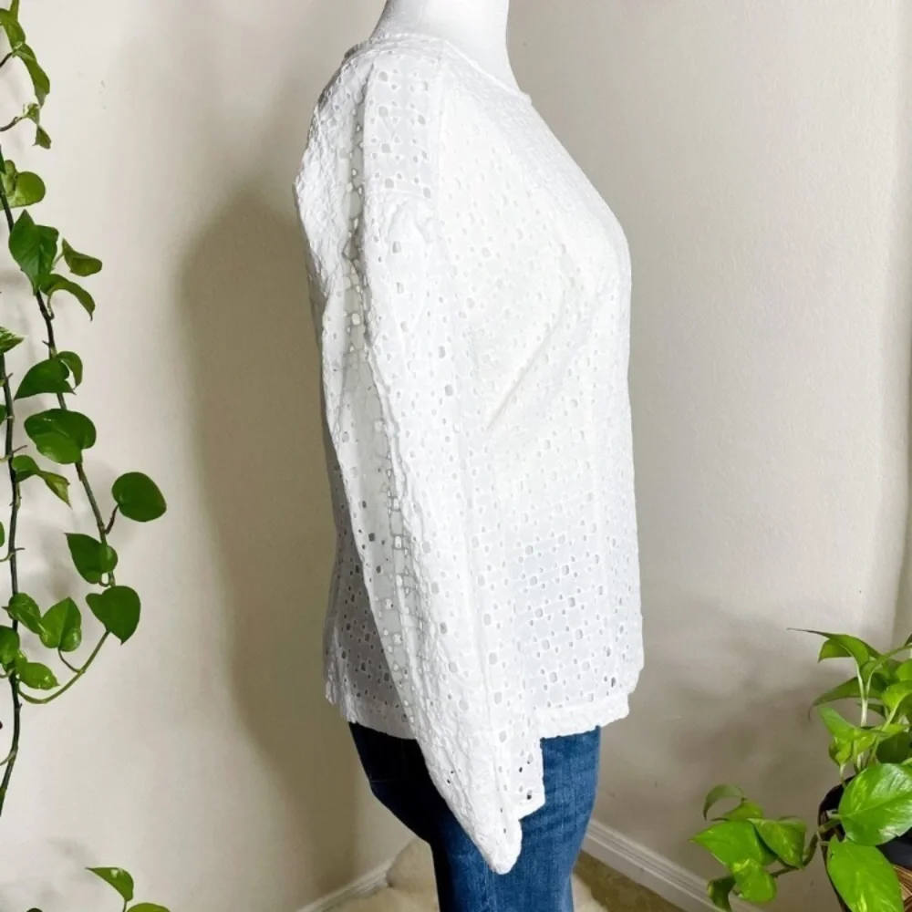 Banana Republic Eyelet White Puff Sleeves Blouse OH.